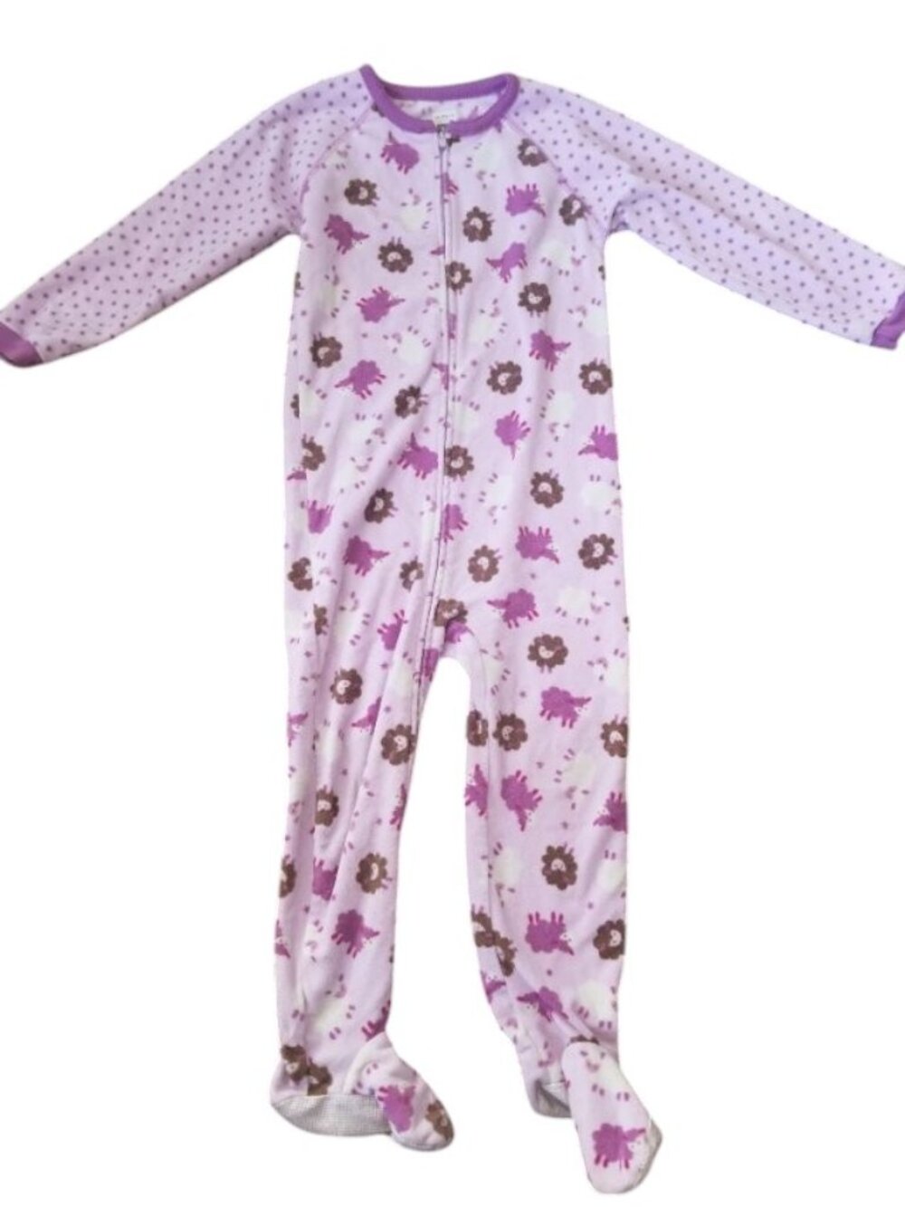 CARTER'S Purple Sheep Print Fleece Blanket Sleeper Girls Size 3T